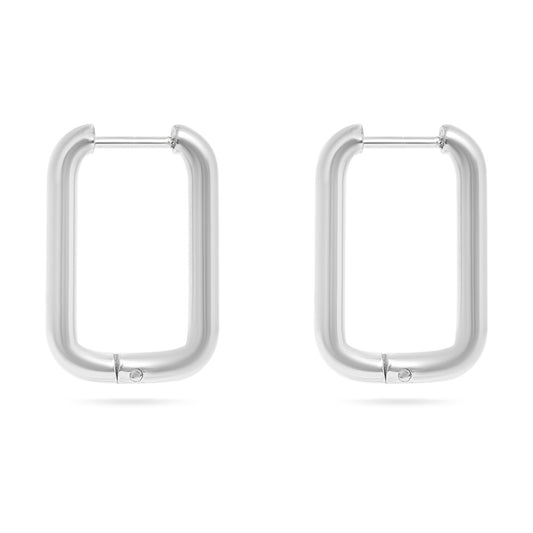 18K Gold PVD Stainless Steel Rounded Rectangle Huggie Earrings / ERJ0005