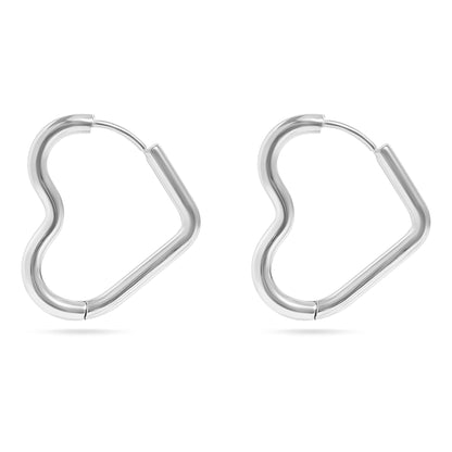 18K Gold PVD Stainless Steel Heart Hoop Earrings / ERJ0007
