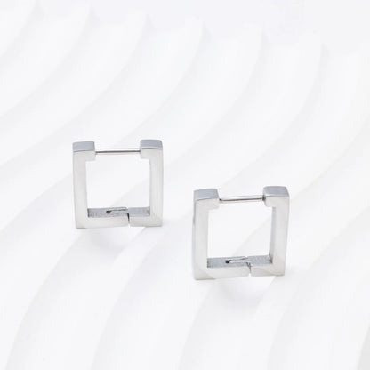 18K Gold PVD Stainless Steel Square Huggie Earrings / ERJ0011