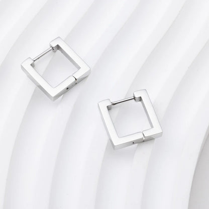 18K Gold PVD Stainless Steel Square Huggie Earrings / ERJ0011