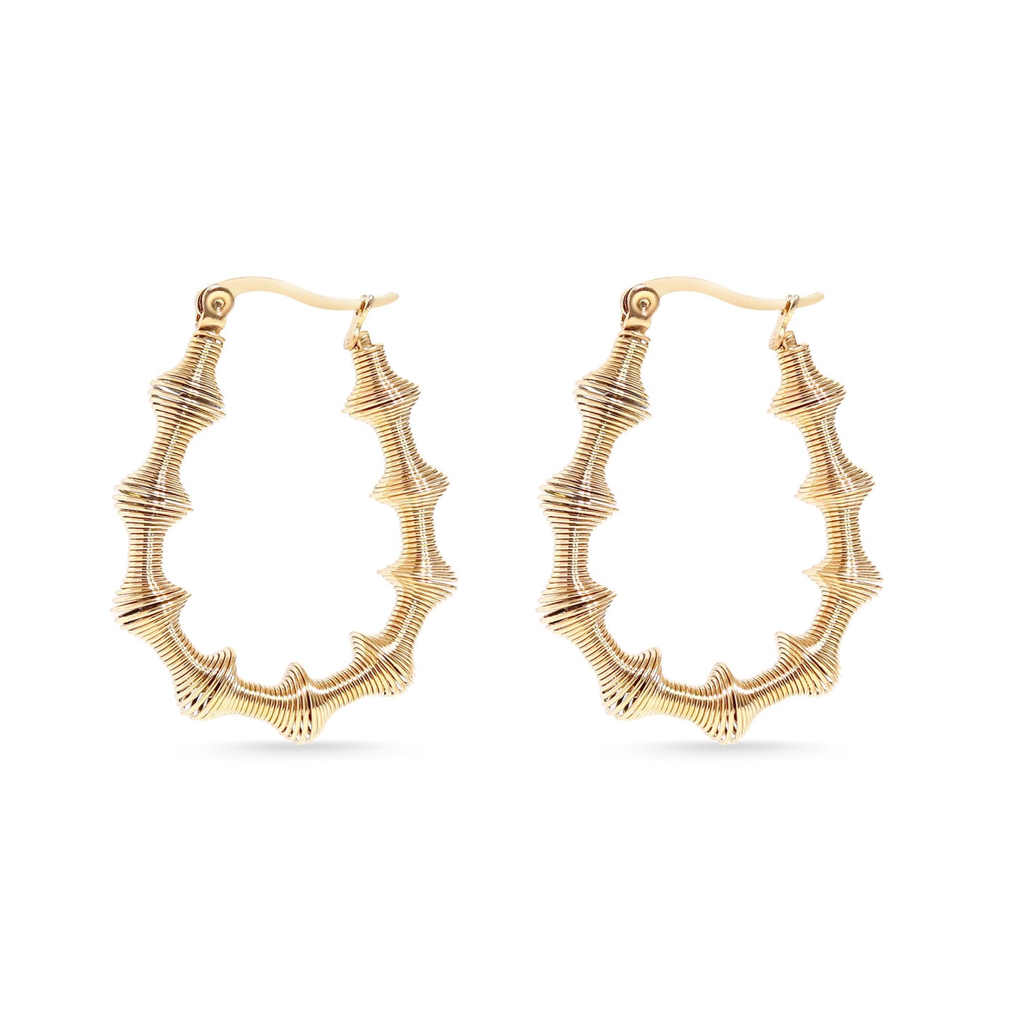 18K Gold PVD Stainless Steel Wired Statement Hoop Earrings / ERJ0015