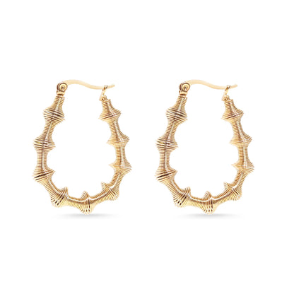 18K Gold PVD Stainless Steel Wired Statement Hoop Earrings / ERJ0015
