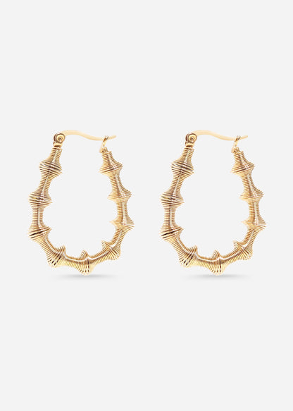 18K Gold PVD Stainless Steel Wired Statement Hoop Earrings / ERJ0015