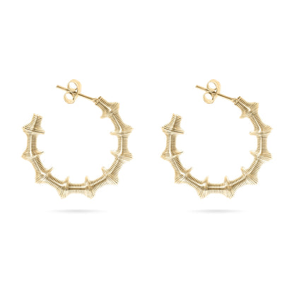 18K Gold PVD Stainless Steel Wired Statement Hoop Earrings / ERJ0019