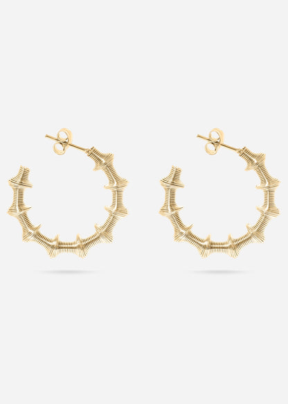 18K Gold PVD Stainless Steel Wired Statement Hoop Earrings / ERJ0019