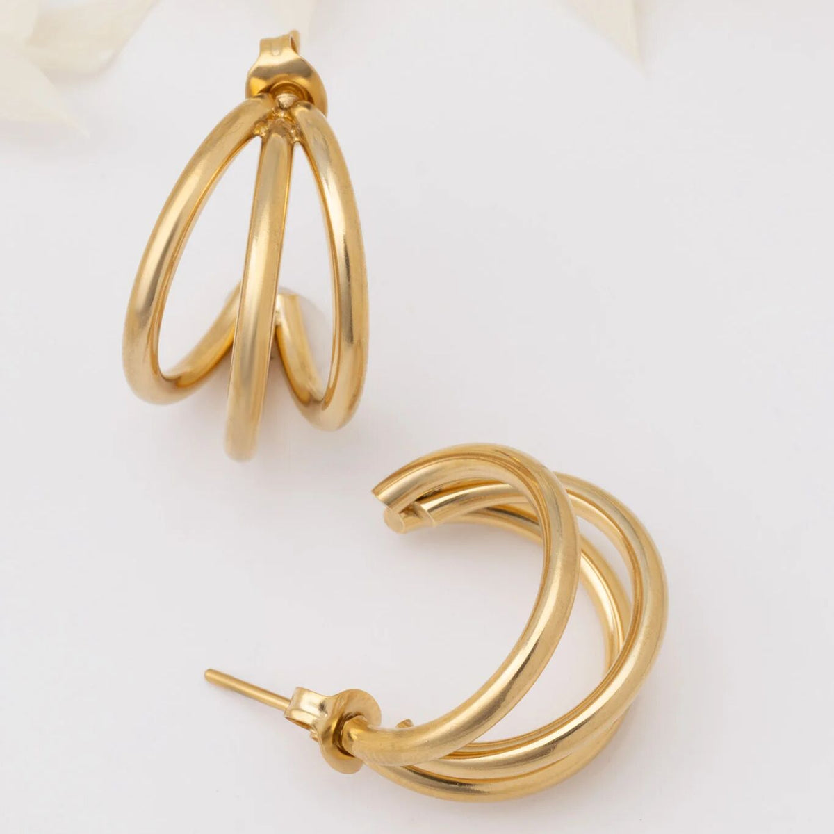 18K Gold PVD Stainless Steel Statement Huggie Hoop Earrings / ERJ0038