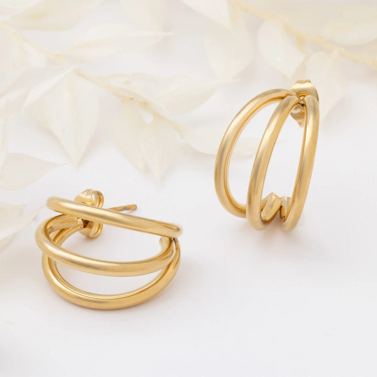 18K Gold PVD Stainless Steel Statement Huggie Hoop Earrings / ERJ0038