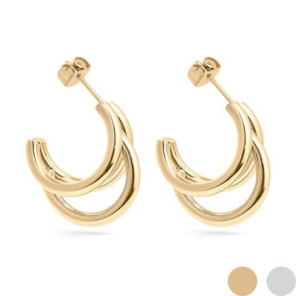 18K Gold PVD Stainless Steel Statement Huggie Hoop Earrings / ERJ0038