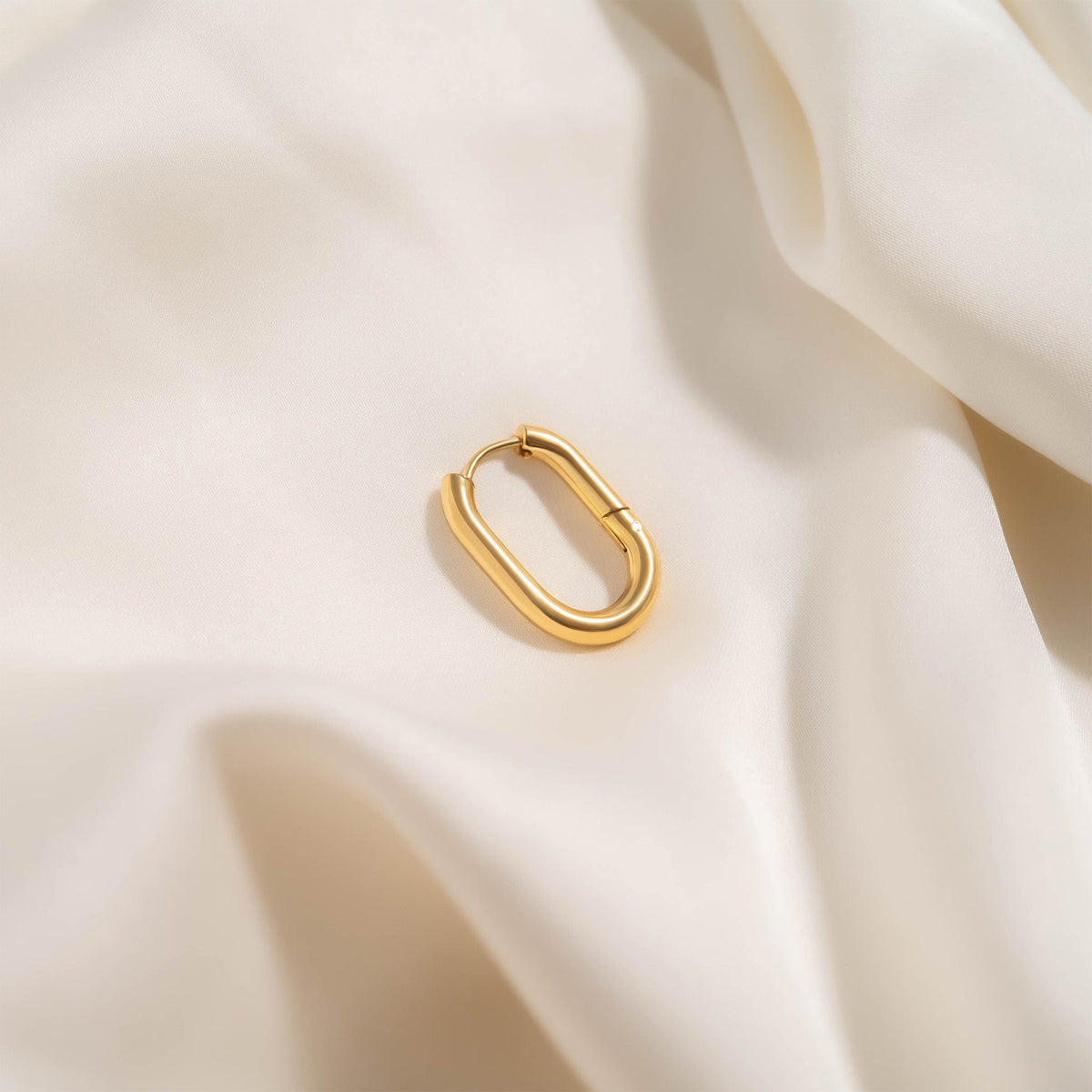 18K Gold PVD Stainless Steel Oval Huggie Earrings / ERJ0039