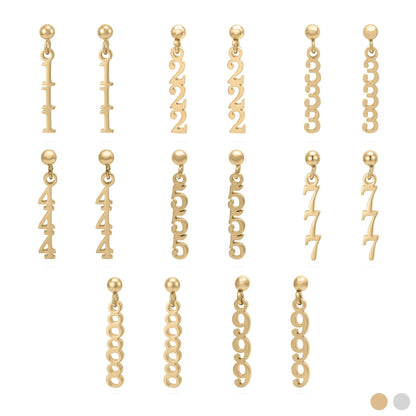 18K Gold PVD Stainless Steel Angel Number Earrings / ERJ0045