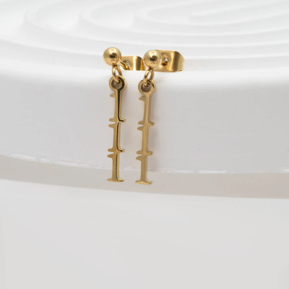 18K Gold PVD Stainless Steel Angel Number Earrings / ERJ0045