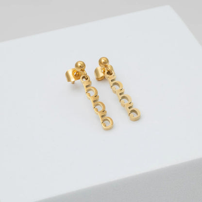18K Gold PVD Stainless Steel Angel Number Earrings / ERJ0045