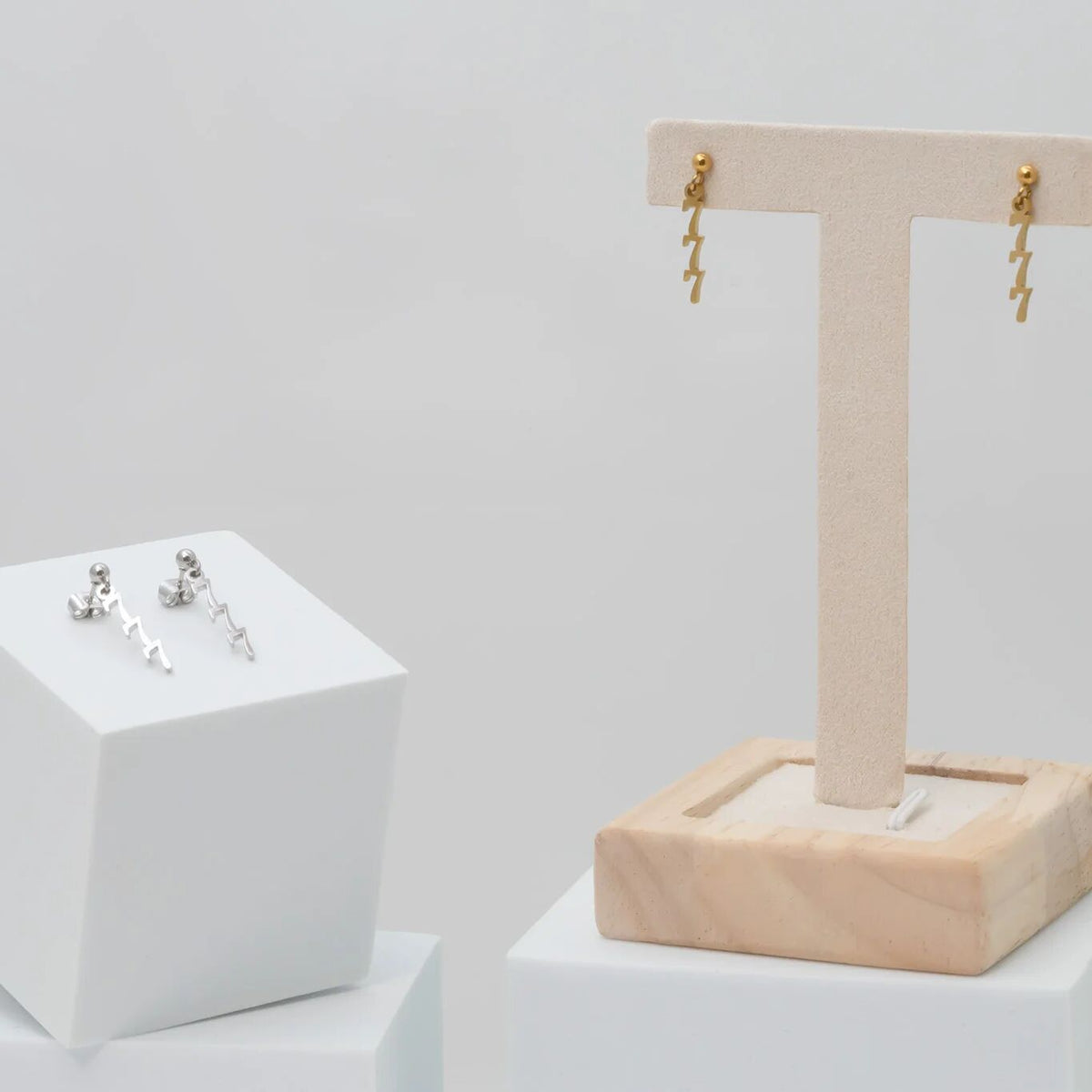 18K Gold PVD Stainless Steel Angel Number Earrings / ERJ0045