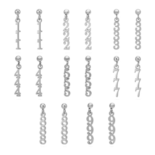 18K Gold PVD Stainless Steel Angel Number Earrings / ERJ0045