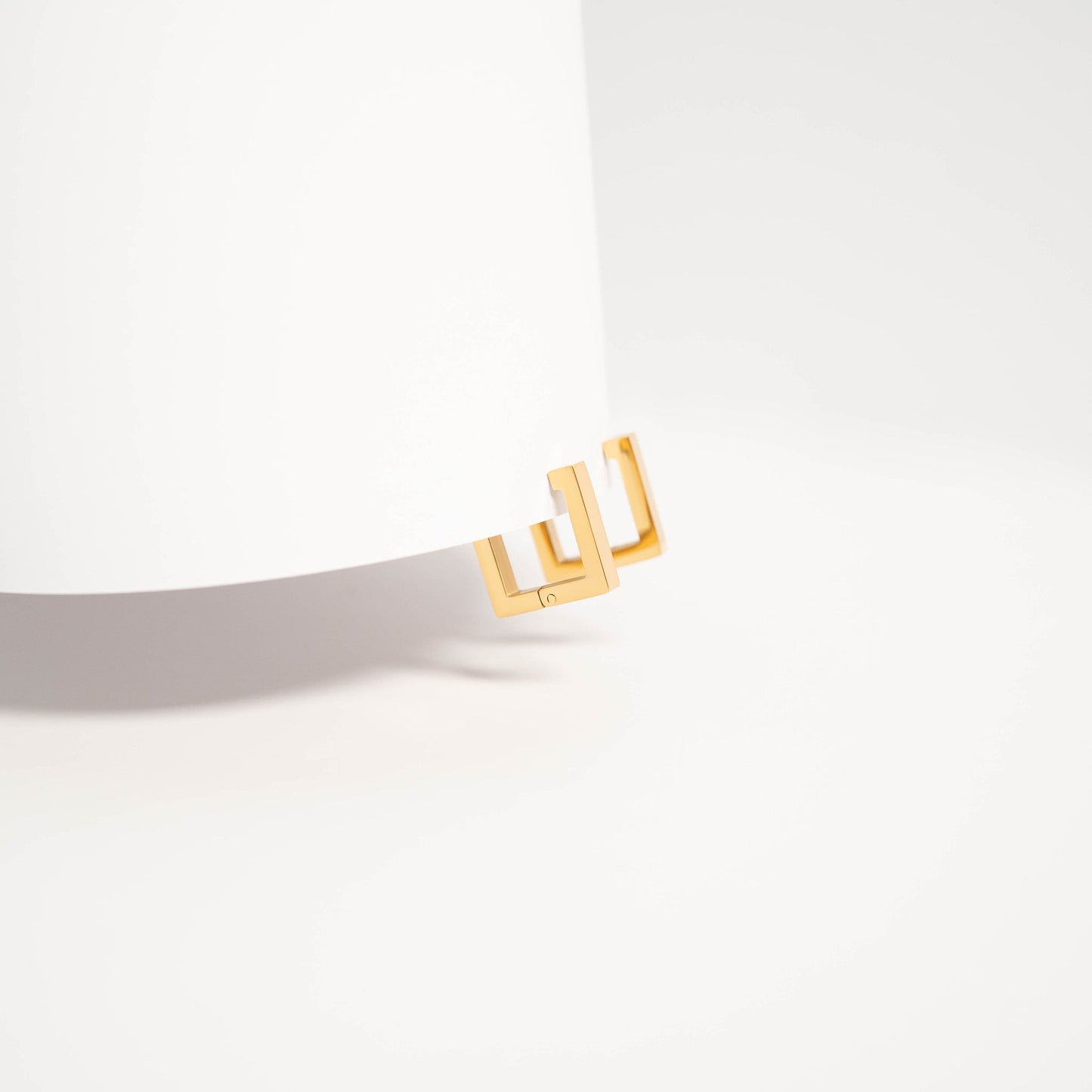 18K Gold PVD Stainless Steel Square Huggie Earrings / ERJ0053