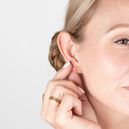 18K Gold PVD Stainless Steel Round Stud Earrings / ERJ0054