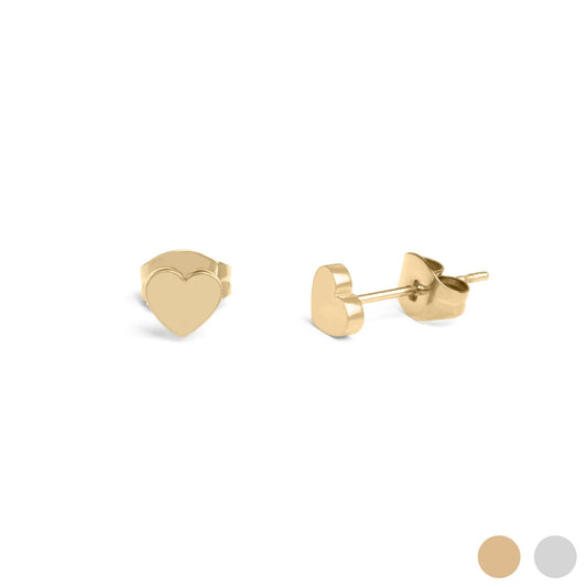 18K Gold PVD Stainless Steel Heart Stud Earrings / ERJ0056