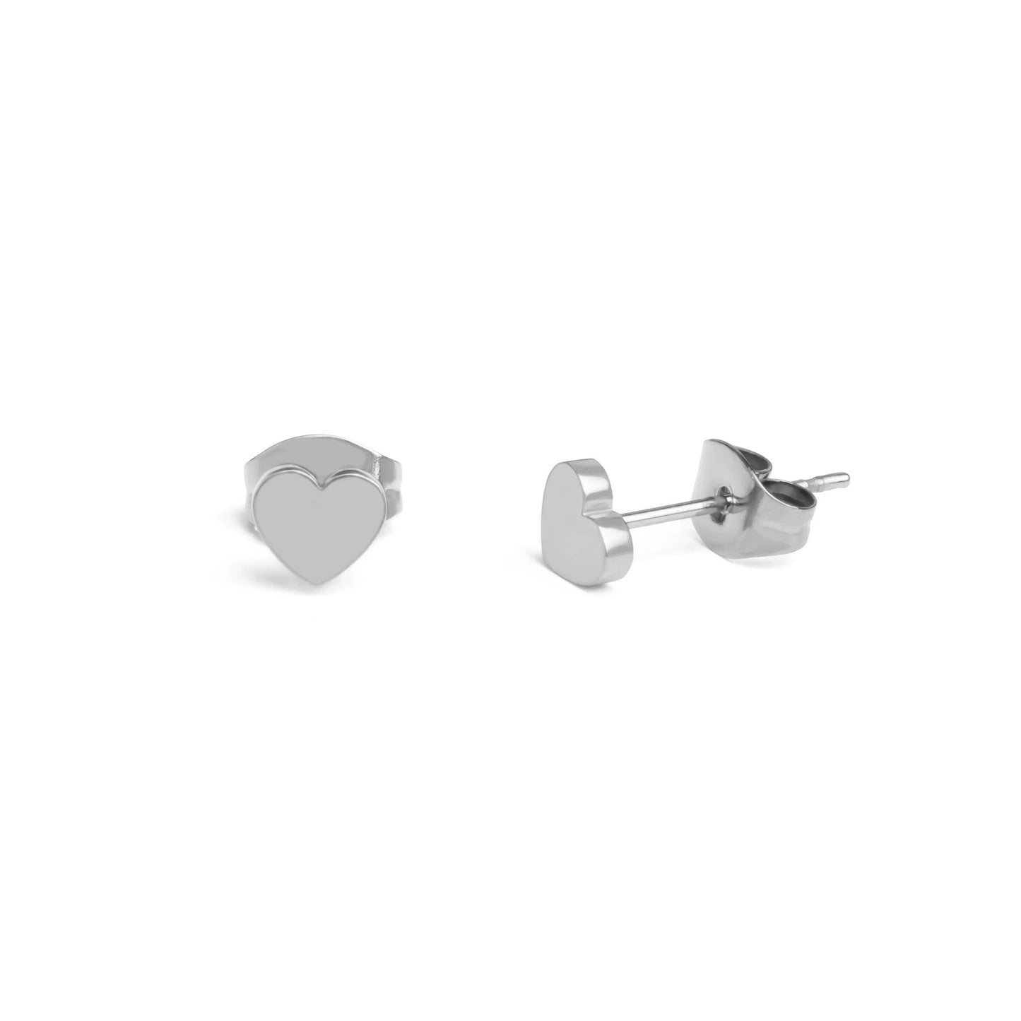 18K Gold PVD Stainless Steel Heart Stud Earrings / ERJ0056