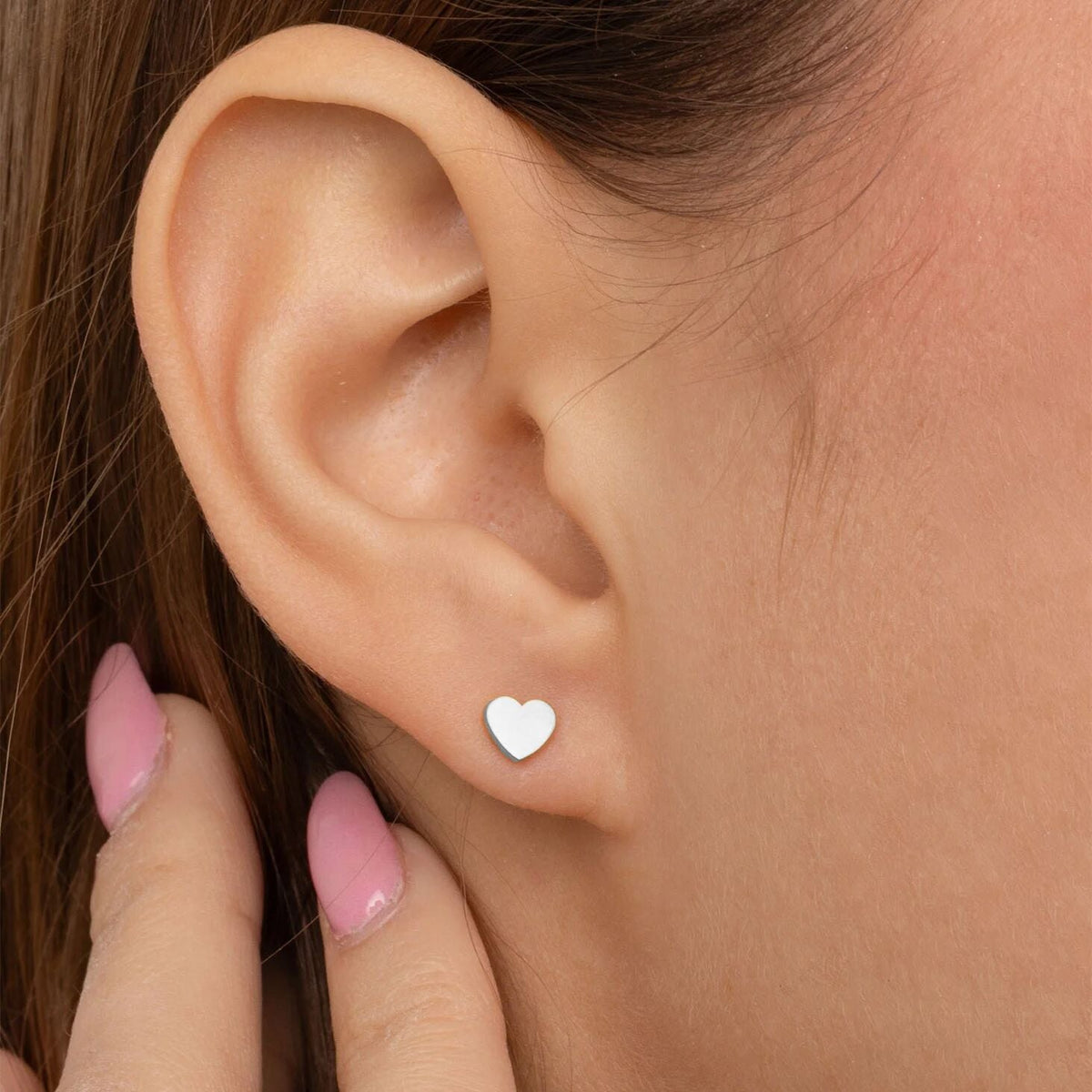 18K Gold PVD Stainless Steel Heart Stud Earrings / ERJ0056