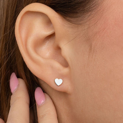 18K Gold PVD Stainless Steel Heart Stud Earrings / ERJ0056