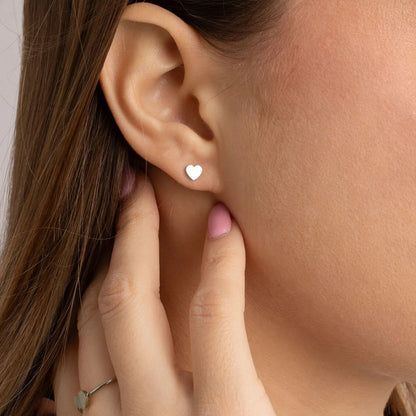 18K Gold PVD Stainless Steel Heart Stud Earrings / ERJ0056