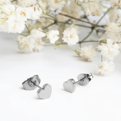 18K Gold PVD Stainless Steel Heart Stud Earrings / ERJ0056