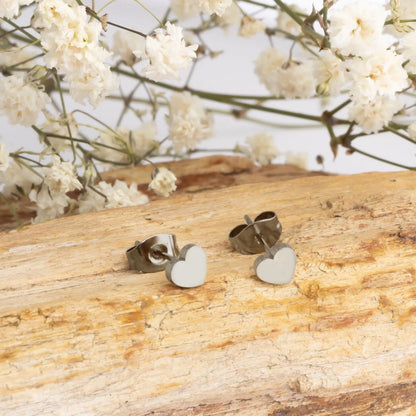 18K Gold PVD Stainless Steel Heart Stud Earrings / ERJ0056