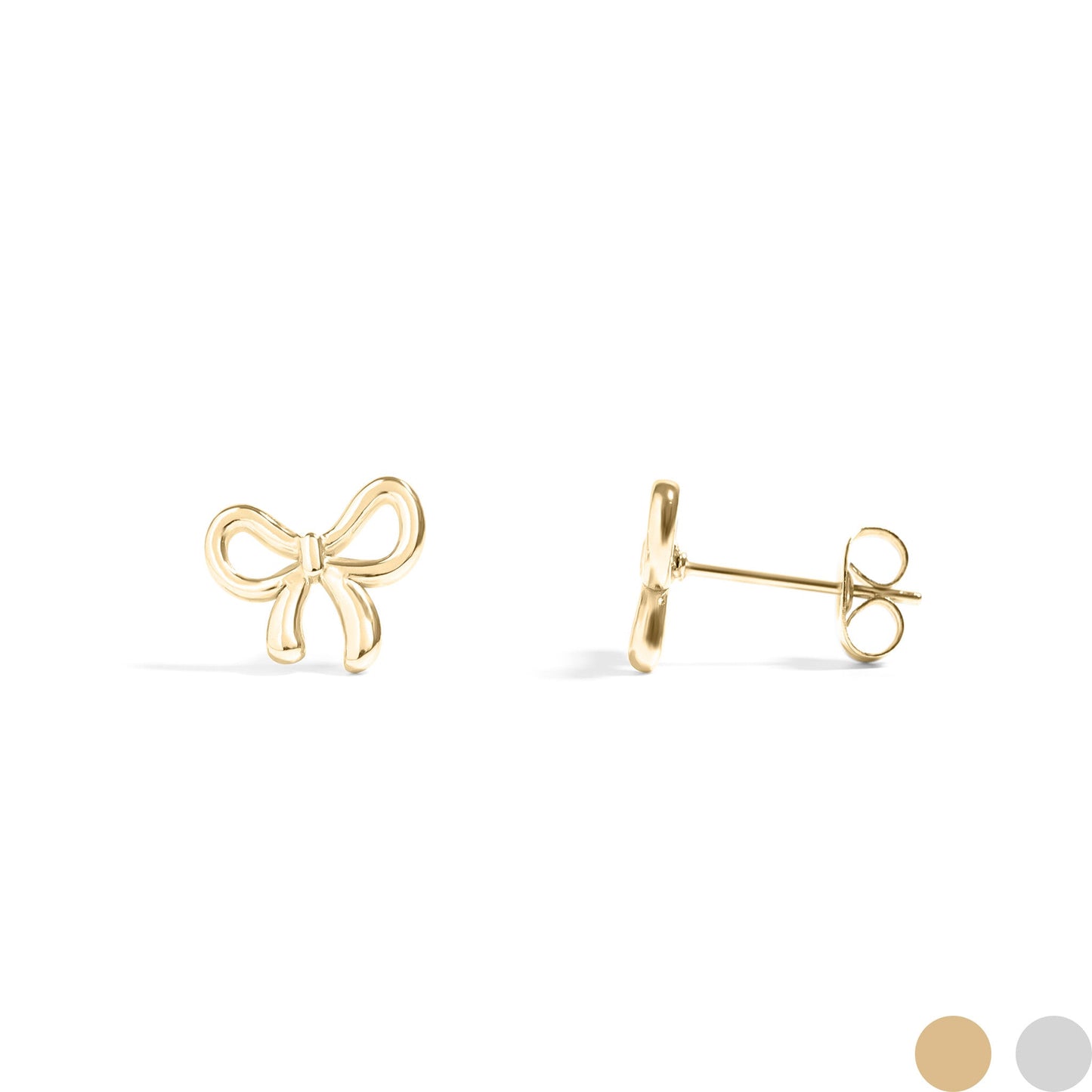 18K Gold PVD Stainless Steel Bow Stud Earrings / ERJ0057