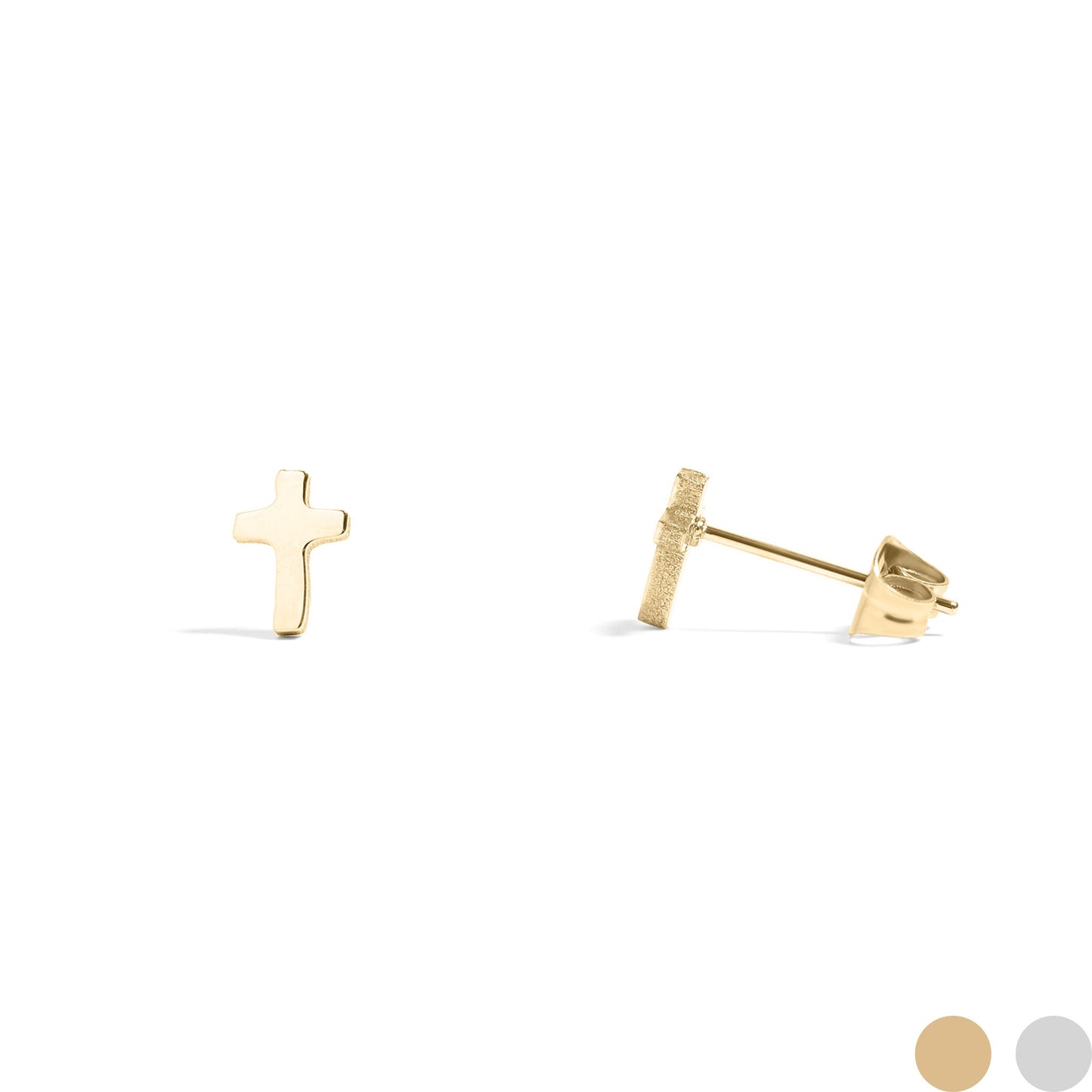 18K Gold PVD Stainless Steel Cross Stud Earrings / ERJ0058
