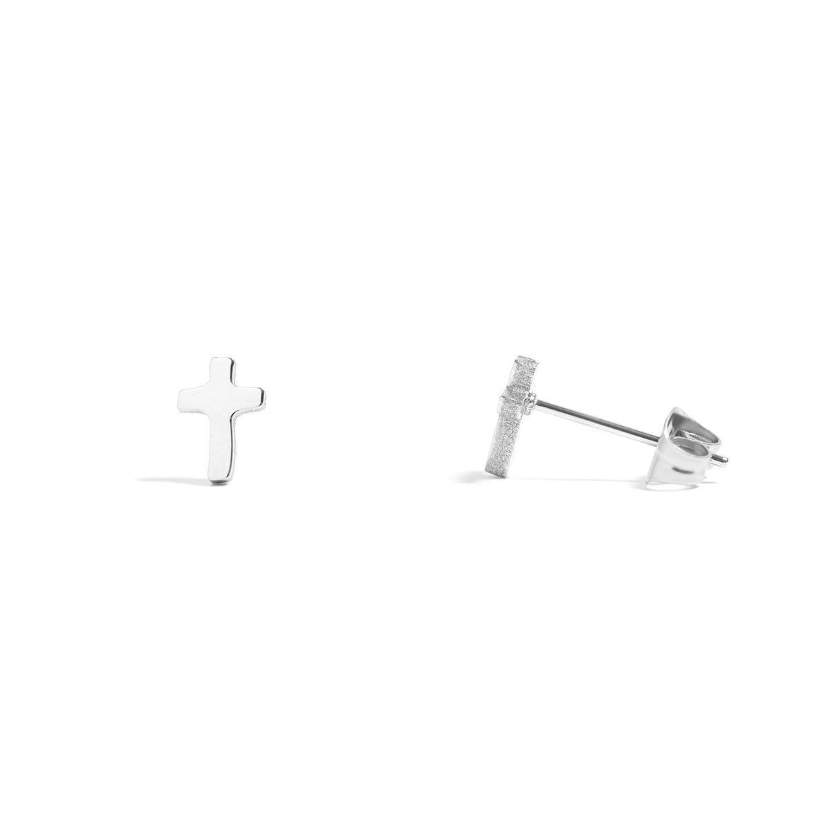 18K Gold PVD Stainless Steel Cross Stud Earrings / ERJ0058
