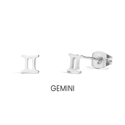 18K Gold PVD Stainless Steel Zodiac Stud Earrings / ERJ0059