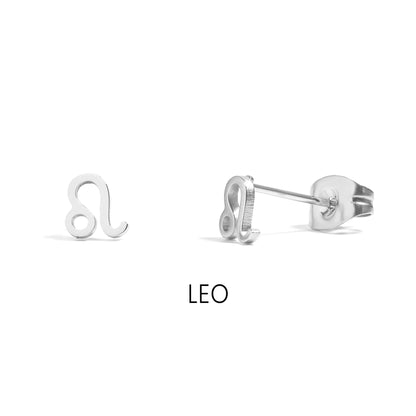 18K Gold PVD Stainless Steel Zodiac Stud Earrings / ERJ0059