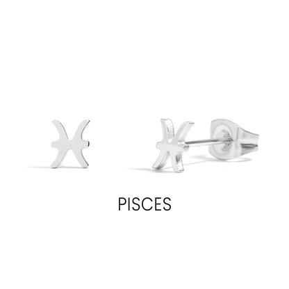 18K Gold PVD Stainless Steel Zodiac Stud Earrings / ERJ0059