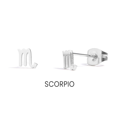 18K Gold PVD Stainless Steel Zodiac Stud Earrings / ERJ0059