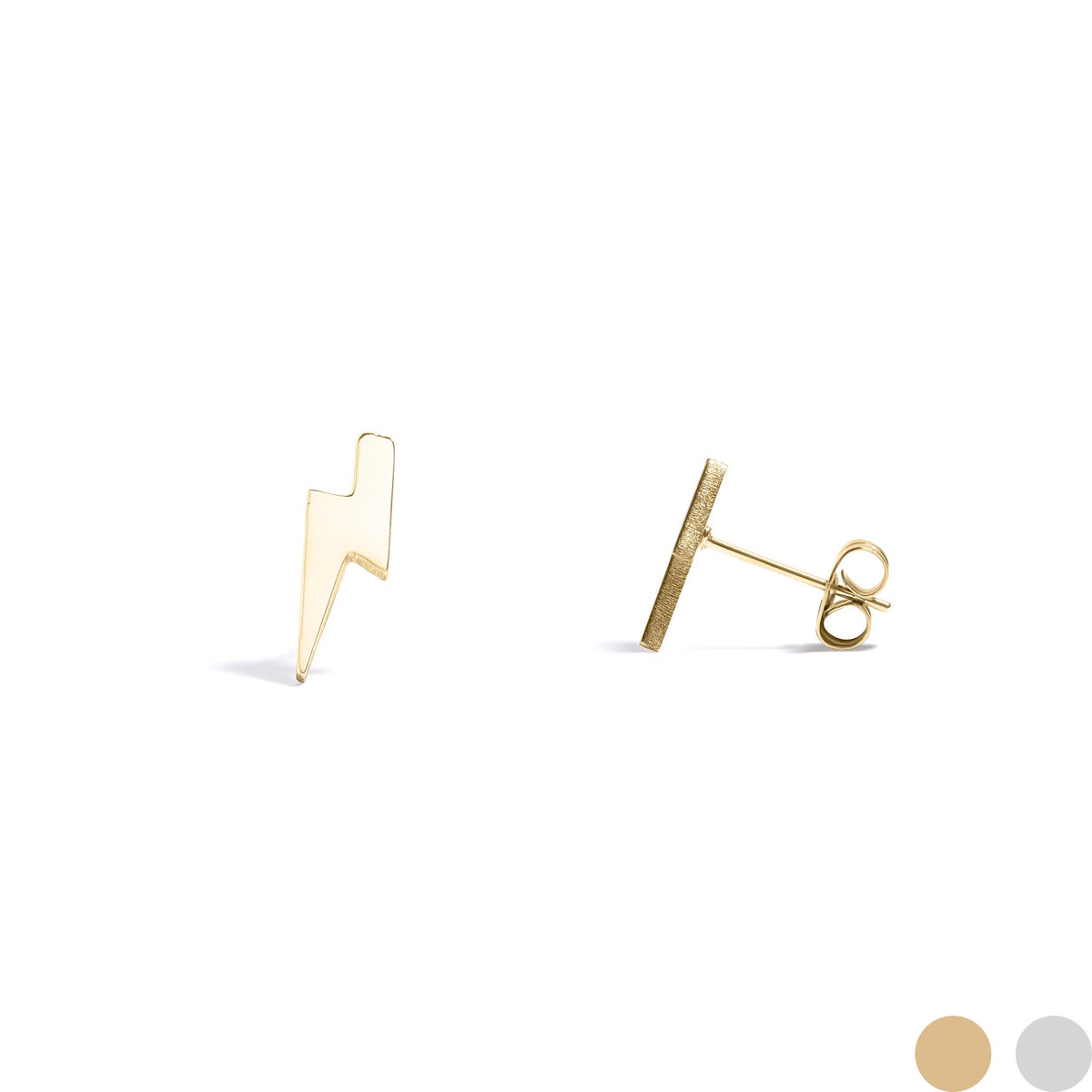 18K Gold PVD Stainless Steel Lightning Bolt Stud Earrings / ERJ0060