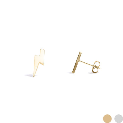 18K Gold PVD Stainless Steel Lightning Bolt Stud Earrings / ERJ0060