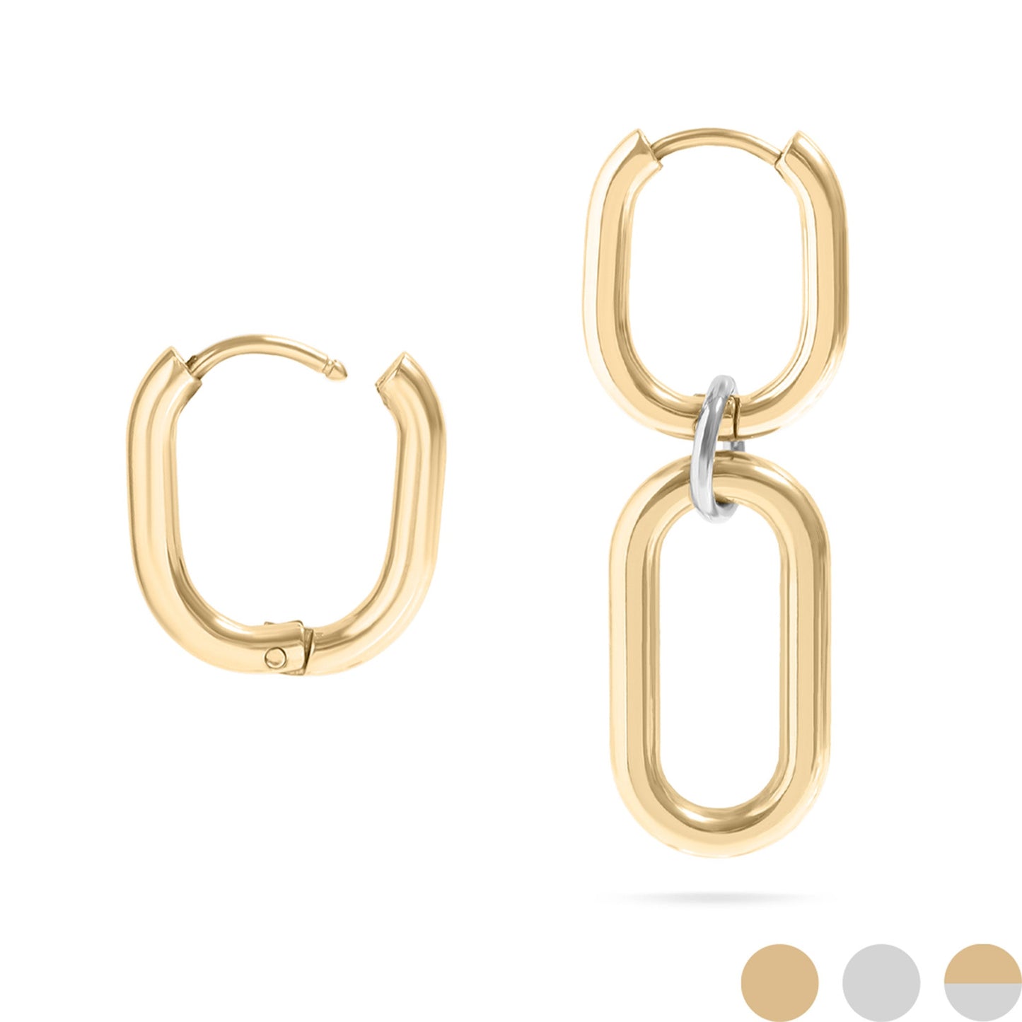 18K Gold PVD Stainless Steel Convertible Huggie Earrings / ERJ0062