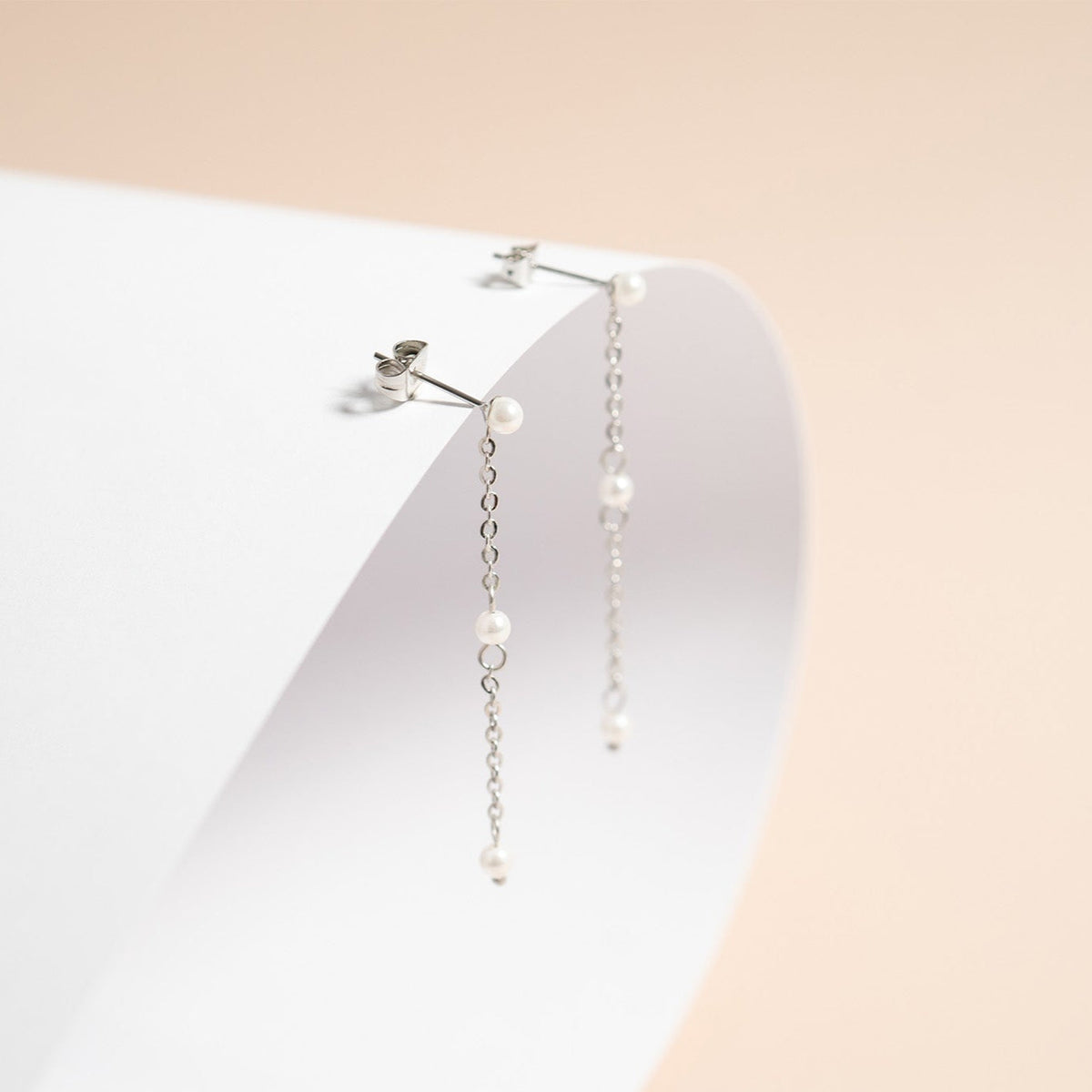 18K Gold PVD Stainless Steel Pearl Dangle Earrings / ERJ0063