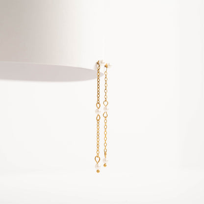 18K Gold PVD Stainless Steel Pearl Dangle Earrings / ERJ0063