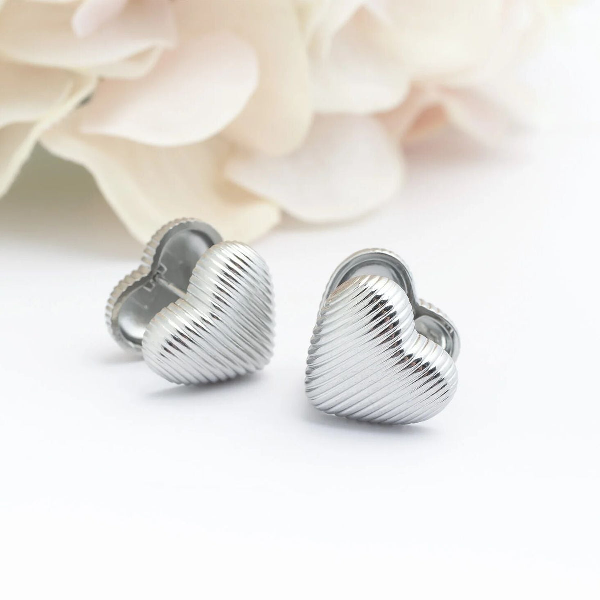 18K Gold PVD Stainless Steel Heart Huggie Earrings / ERJ0065