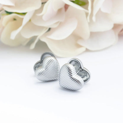 18K Gold PVD Stainless Steel Heart Huggie Earrings / ERJ0065