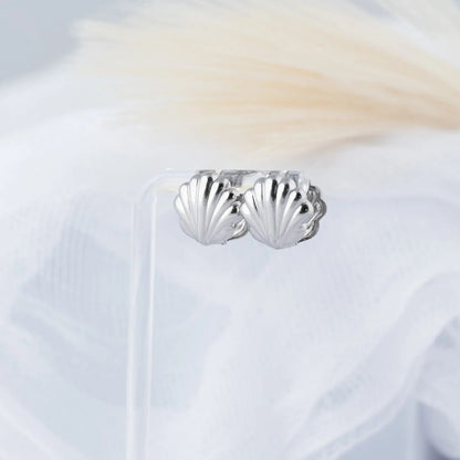 18K Gold PVD Stainless Steel Shell Huggies Earrings / ERJ0066