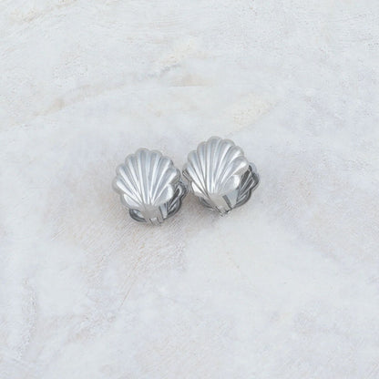 18K Gold PVD Stainless Steel Shell Huggies Earrings / ERJ0066