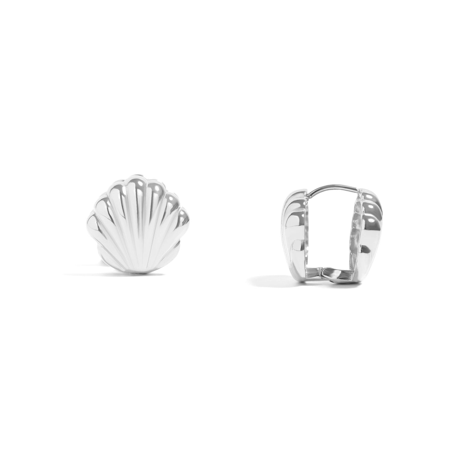18K Gold PVD Stainless Steel Shell Huggies Earrings / ERJ0066