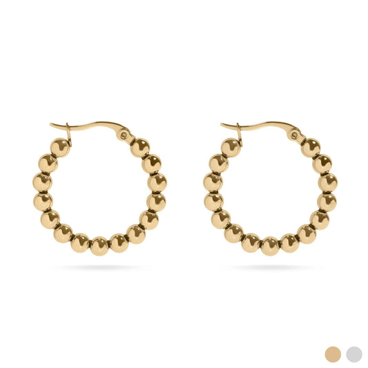 18K Gold PVD Stainless Steel Circle Ball Hoop Earrings / ERJ0068