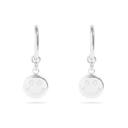 18K  Gold Stainless Steel Smiley Face Huggie Earrings / ERJ0071