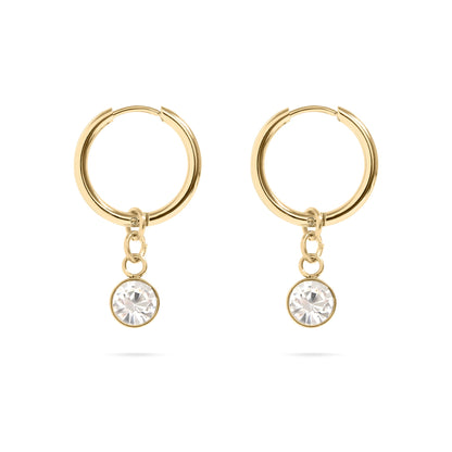 18K Gold PVD Birthstone Huggie Earrings / ERJ0074