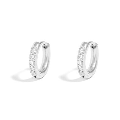 18K Gold PVD Stainless Steel CZ Stone Huggie Earrings / ERJ0075