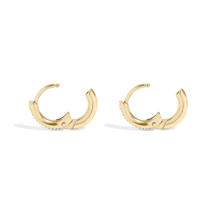 18K Gold PVD Stainless Steel CZ Stone Huggie Earrings / ERJ0075