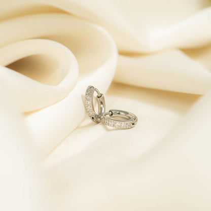18K Gold PVD Stainless Steel CZ Stone Huggie Earrings / ERJ0075